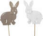 Set 2 Hasenstecker L34cm Hasen 9x6,5cm wei� braun Holz Holzhase Ostern Stecker 