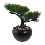 Bonsai Kiefer Kunstpflanze 19 cm in schwarzem Keramiktopf mit Kies 