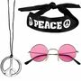 Hippie-Set Stirnband Brille Peace-Kette Kostm-Zubehr fr Erwachsene