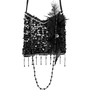 Charleston Handtasche schwarz 18 x 17 cm 20er Flapper-Tasche f�r Damen