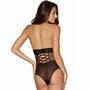Damen Unterw�sche Dessous Neckholder Bodysuit mit Spitze schwarz