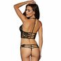 Damen Unterw�sche Spitzen-Bustier mit String schwarz Dessous