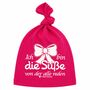 Baby Beanie M�tze Pink mit Spruch aus Baumwolle Neugeborene M�dchen