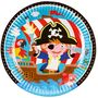 Piraten Teller Piratenschatz 8 St�ck rund  23 cm Tisch-Deko Kindergeburtstag 