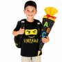 Kinder T-Shirt Schulkind mit Wunschname schwarz Ninja ABC-Sch�tze Einschulung