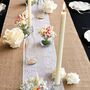 Jute Tischl�ufer mit wei�er Spitze 3 m x 60 cm Vintage Hochzeits-Deko