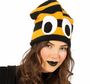 Bienen Fleece M�tze mit Augen schwarz-gelb Kost�m-Zubeh�r