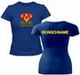 Damen T-Shirt Super-Mama blau mit Wunschname Geschenkidee Muttertag