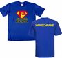 Super-Papa T-Shirt blau mit Wunschname f�r Herren