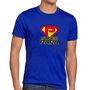 Super-Papa T-Shirt blau mit Wunschname f�r Herren
