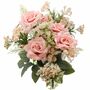 Kunstblumen Rosenstrau� 5 Rosen rosa mit Blattgr�n 40,5 cm Hochzeit Deko