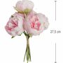 Kunstblumen 6 Pfingstrosen Vintage wei� oder pink Blumenstrau� 27,5 cm