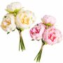 Kunstblumen Pfingstrosen 6er Blumenstrau� Vintage wei� oder pink 27,5 cm