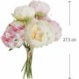 Deko Kunstblumen 12 Pfingstrosen Vintage wei� und pink Blumenstrau� 27,5 cm