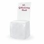 Personalisierte Stuhlhusse wei� universell mit individuellem Druck Geburtstag Hochzeit