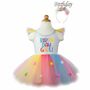 Geburtstagskleid Birthday Girl 4-5 Jahre T�llkleid bunt mit Haarreif