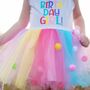 Geburtstagskleid Birthday Girl 4-5 Jahre T�llkleid bunt mit Haarreif