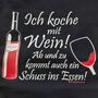 Grill- und Kochsch�rze dunkelblau mit Spruch Kochen mit Wein Geschenk