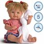 Puppe Emilia 47 cm mit blonden Haaren Z�pfen und Bekleidung Spielzeug
