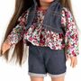 Puppe Nina 33 cm mit langen braunen Haaren zum Frisieren & Bekleidung Spielzeug