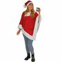 Poncho Weihnachten rot-wei� mit M�tze f�r Damen