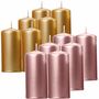 Kerze 12 x 6 cm Stumpenkerze 6 St�ck Ros� Gold Weihnachten Hochzeit