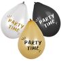 Luftballons Party Time schwarz gold wei 6 Stck Party-Deko