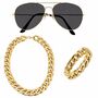 Pimp Kost�m Zubeh�r-Set Bling Bling Halskette Armband & Brille f�r Herren