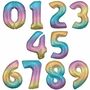 Folienballon Zahl 0-9 regenbogen-pastell 86 cm Geburtstag Party-Deko