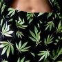 Cannabis Hose lang schwarz & gr�nen Hanf-Bl�ttern f�r Herren
