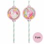Papier-Strohhalme 19,7 cm lang Einhorn Magical Unicorn 8 St�ck Party Deko-Zubeh�r 