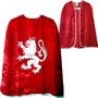 Ritter Kost�m K�nigs-Umhang rot 77 cm lang mit L�wen-Emblem f�r Kinder