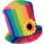 Regenbogen Zylinder Rainbow-Hut mit Sonnenblume KW 58 cm f�r Erwachsene