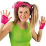 80er Neon-Set 5-tlg. pink Haarreif Handschuhe & Ohrringe f�r Damen