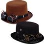 Steampunk Zylinder braun mit Stachelbrille KW 59 cm f�r Erwachsene