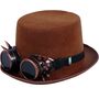 Steampunk Zylinder braun mit Stachelbrille KW 59 cm f�r Erwachsene