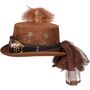 Steampunk Zylinder Deluxe braun mit Schwei�erbrille & Federn f�r Erwachsene