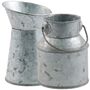Deko Milchkanne mit Griff Zink-Optik 5 x 9 cm Tisch-Deko Vase Kerzenhalter