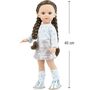 Puppe Linda 40 cm mit braunen geflochtenen Z�pfen und Vinylk�rper f�r Kinder