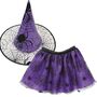 Hexen-Kost�m Set Halloween Rock und Hut Schwarz Lila mit Spinnenmotiv f�r Kinder