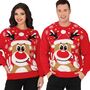 Weihnachtspullover Christmas Sweater Rot mit Rentier Rudolph f�r Damen