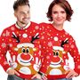 Weihnachtspullover Christmas Sweater Rot mit Rentier Rudolph fr Herren