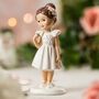 Kommunion Deko Tortenfigur f�r Kommunionskuchen M�dchen mit Kreuz 15,5 cm wei�