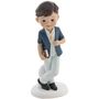Kommunion Deko Tortenfigur f�r Kommunionskuchen Junge mit Kreuz 15 cm wei� blau
