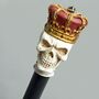 Gehstock mit Totenkopf & Krone 89 cm lang zum Zusammenstecken f�r Erwachsene