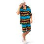 Hawaii Kost�m Aloha Shorts & Hemd Blau mit Palmen Sonnenuntergang f�r Herren