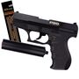 Polizei Spielzeug-Pistole mit Schalld�mpfer Schwarz P99 18 cm mit 200 Schuss Munition