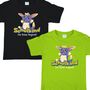 Schulkind T-Shirt Die Reise beginnt Schwarz mit Fantasie-Tier f�r Kinder