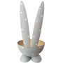 2 Eierbecher Hase Grau & Gold aus Metall Osterhase 10 cm gedeckter Tisch Ostern