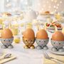 2 Eierbecher Hase Grau & Gold aus Metall Osterhase 10 cm gedeckter Tisch Ostern